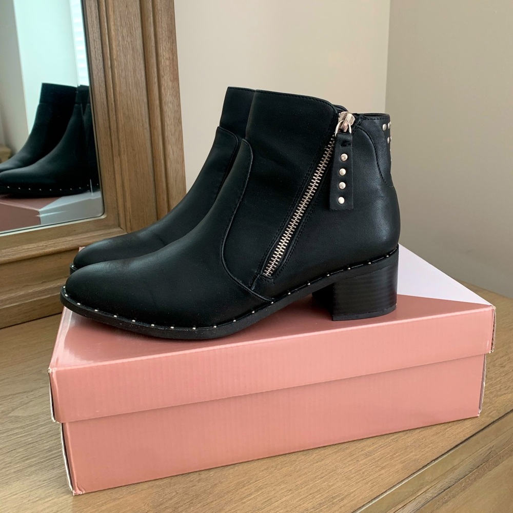 Women’s black studded booties